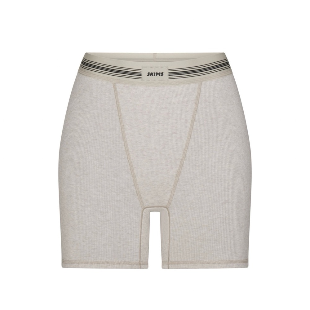 Skims Cotton Rib Boxers — Oatmeal Heather Multi 2X